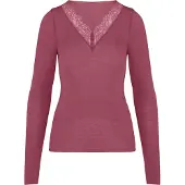 Hunkemoller Super Soft Spitzen-Shirt aus Kaschmir-Mix mit V-Ausschnit Rosa