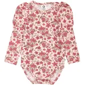 Müsli Body langarm mit Puffärmel Blumen, rosa | mehrfarbig, 80
