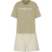 Hunkemoller Pyjama-Set mit Shorts und T-Shirt Grün