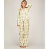 Hunkemoller Pyjama-Jacke Longsleeve Woven Grün