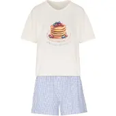 Hunkemoller Pyjama-Set mit Shorts und T-Shirt Weiß