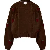 Apricot Cardigan "Grob gestrickte Strickjacke" mit Erdbeeren
