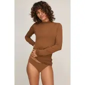 Hunkemoller Super Soft Shirt aus Kaschmir-Mix mit Rollkragen Braun