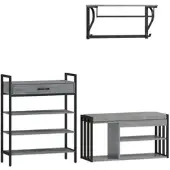 HOMCOM SCHUHREGAL 4 Ebenen Wandgarderobe mit Ablage 5 Haken und Stange gepolstert