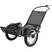 Vevor Fahrradanhänger Lastenanhänger Transportanhänger für Offroad 145 kg, Kohlenstoffstahl & PVC-Netzgewebe, Mit 8 Reflektoren, Faltbares Design, Für 22-28 Zoll Räder, Fahrradwagen für Alle Gelände
