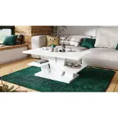 Mazzoni Design Couchtisch Viva Wohnzimmertisch mit Ablage, Weiß Hochglanz