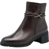 Tamaris Stiefelette , Damen, Gr. 37, Synthetik Textil, braun (mokka), Leder, Lederimitat, Schuhe Stiefelette, Blockabsatz, Boots mit Zierriemen und Schmuckelement, Topseller