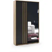 BM-Möbel MILO Kleiderschrank mit Schiebetüren und Spiegel – 100 × 62 × 245 cm