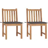 Markenlos 2 Gartenstühle aus massivem Teakholz mit Kissen
