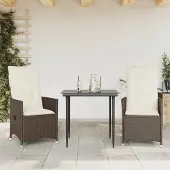 Markenlos Gartenstuhl aus wetterfestem PE-Rattan mit Polsterkissen und verstellbarer Rückenlehne