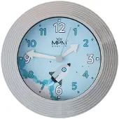 MPM -Quality Fidolino Kinderwanduhr Kunststoff Silber 25 x 25 cm