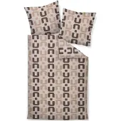 Janine Mako-Satin Bettwäsche J.D. 87119 135x200 cm + 80x80 cm beige-sand