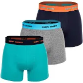 Happy Shorts Herren Boxer Shorts, 3er Pack - Retro Jersey, Logobund