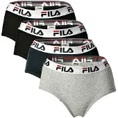 FILA Damen Hipster - 4er Pack Slip, Logo-Bund, Cotton Stretch, einfarbig