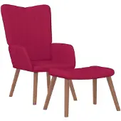 vidaXL Relaxsessel mit Hocker Weinrot Samt