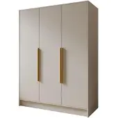 Masseno Drehtürenschrank BERON 150/200/51 cm Modern Kleiderschrank 3-türig Kaschmir