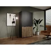Masseno Drehtürenschrank ATELIO 101/200/51 cm Modern Kleiderschrank 2-türig Schwarz