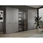 Masseno Drehtürenschrank ATELIO 303/200/51 cm Modern Kleiderschrank 6-türig Grau