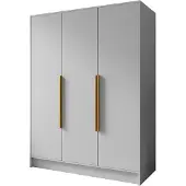 Masseno Drehtürenschrank BERON 150/200/51 cm Modern Kleiderschrank 3-türig Weiß