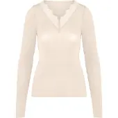 Hunkemoller super soft Spitzen-Shirt aus Kaschmir-Mix mit V-Ausschnit Weiß