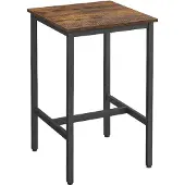 Vasagle Frühstücksbar, Quadratischer hoher Bar-Tisch, Stabiles Stahlgestell, 60 x 60 x 92 cm, Einfache Montage, für Küche und Wohnzimmer, Industrie-Design, Rustikales Braun und Schwarz LBT25X