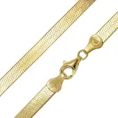Trendor 31255 Damen-Kette 925 Silber Vergoldet Fischgrätmuster 5,5 mm breit