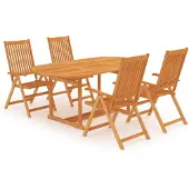 vidaXL 5-tlg. Garten-Essgruppe Massivholz Teak