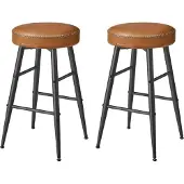 Vasagle Echo Collection Barhocker, 2er Set, Barhocker, Küchenstühle, Kunstleder, 63 cm hoch, für Küche, Esszimmer, einfache Montage, karamellbraun