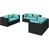 vidaXL 6-tlg. Garten-Lounge-Set mit Kissen Poly Rattan Schwarz