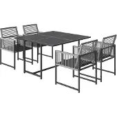 Outsunny Gartenmöbel Set Sitzgruppe 5-teilig Glastisch mit 4 Atmungsaktiv Stühle