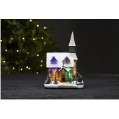 Best Season LED Szenerie -Chapel', Kirche als Spieluhr + Rotation, Batterie + Timer, bunte LEDs, H 27cm, B 19cm