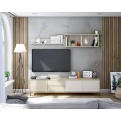 Freiraum Wohnwand >SALON< (3-tlg.) in Eiche Nachbildung / Kaschmir - 200x46,5x40 (BxHxT)