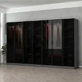 Skye Decor , Kale - 6095, Kleiderschrank, Anthrazit, 100 % MELAMINBESCHICHTETE SPANPLATTEN, 315 x 52 x 210 cm