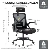 Symino Bürostuhl ergonomisch Kopfstütze Lordosenstütze Wippfunktion – schwarz