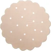 Little Olly Teppich Kinderzimmer Rund | Cloudy Dots Beige | Ø 200cm | Beige | 3D | Mesh | Wellig