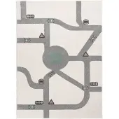 Little Olly Teppich Kinderzimmer | Bowie Autobahn Creme | 120x170cm | Creme | Jute | Rechteckig