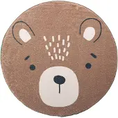 Little Olly Waschbarer Spielteppich Rund | Sammy Bear Braun | Ø 80cm | Braun | Rund | Kinder Teppich