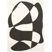 FRAAI Japandi Teppich | Yori Abstrakt Creme Schwarz | 140x200cm | Creme | Jute | Rechteckig