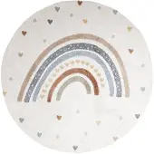 Little Olly Waschbarer Kinderteppich Rund | Ravi Rainbow Bunt | Ø 100cm | Mehrfarbig | Rund