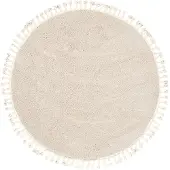 NATURL. Teppich Hochflor Rund | Lofty Fringe Creme Weiß | Ø 100cm | Weiß | Jute | Rund | Teppich | Wohnzimmer