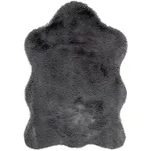Little Olly Kinderteppich | Huggy Schaf Anthrazit | 55x80cm | Anthrazit | Suede | Freiform