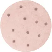 Little Olly Teppich Kinderzimmer Rund | Lou Dots Lila | Ø 140cm | Lila | Baumwolle | Rund