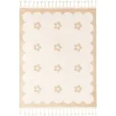 Little Olly Waschbarer Kinderteppich | Moos Flower Creme | 200x290cm | Creme | Polypropylen | Rechteckig | Kinder Teppich | Kinderzimmer