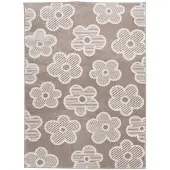 Little Olly Teppich Kinderzimmer | Bowie Blume Taupe | 140x200cm | Taupe | Jute | Rechteckig