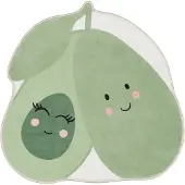 Little Olly Waschbarer Kinderteppich | Berry Avocado Grün | Ø 100cm | Grün | Rubber (TPR) | Freiform
