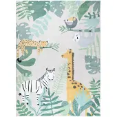 Little Olly Kinderteppich | Jungle Giraffe Beige | 140x200cm | Mehrfarbig | Baumwolle | Rechteckig