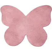 Little Olly Kinderteppich Waschbar | Coco Schmetterling Dunkelrosa | 100x120cm | Pink | Rubber (TPR) | Freiform