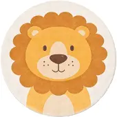 Little Olly Waschbarer Spielteppich Rund | Sammy Lion Braun | Ø 100cm | Braun | Rund