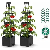 Merkloos Set aus 2 erhöhten Gartenbeeten mit Spalier