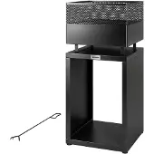 Outsunny Feuerschale 39 x 39 x 87 cm Feuerstelle mit Holzlager Kohlegitter